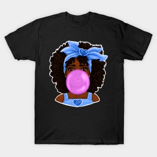 Blue Bubble Gum | Pretty Black Girl Art Design T-Shirt